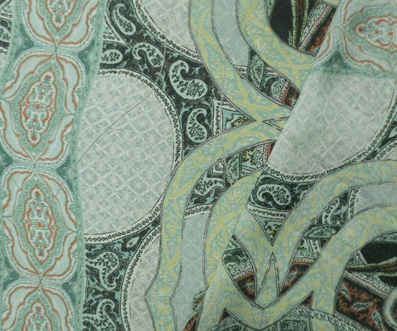 Green Silk Paisley Printed Chiffon Woven Fabric