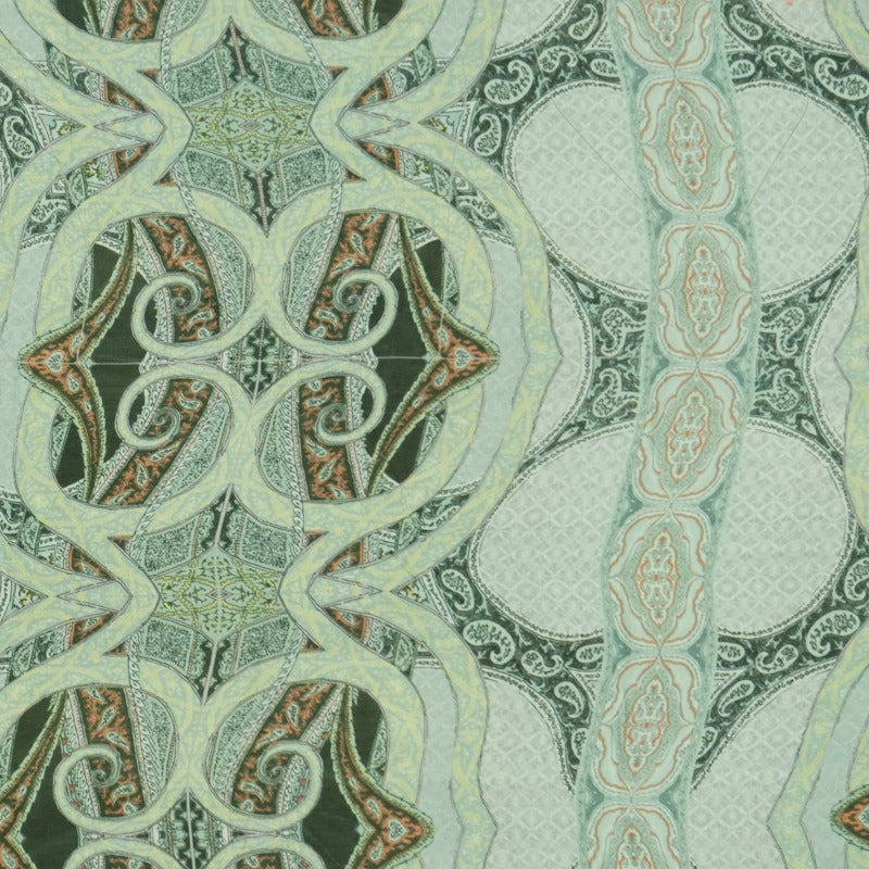 Green Silk Paisley Printed Chiffon Woven Fabric