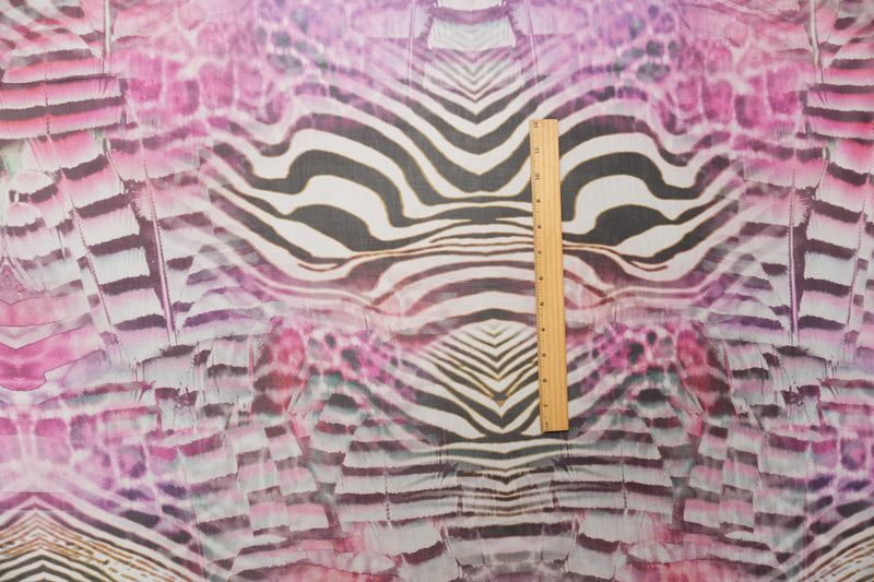 Purple Silk Abstract Zebra Printed Chiffon Woven Fabric