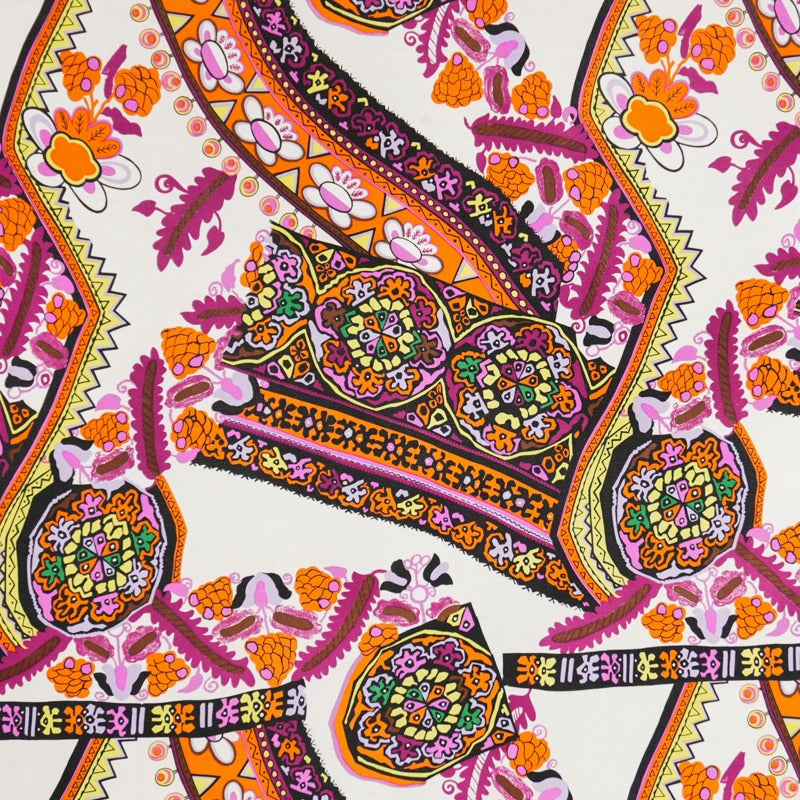 Orange Silk Abstract Medallion Printed Interlock Knit Fabric