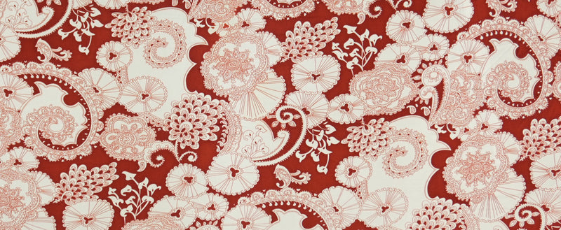 Red Silk Floral Printed Interlock Knit Fabric