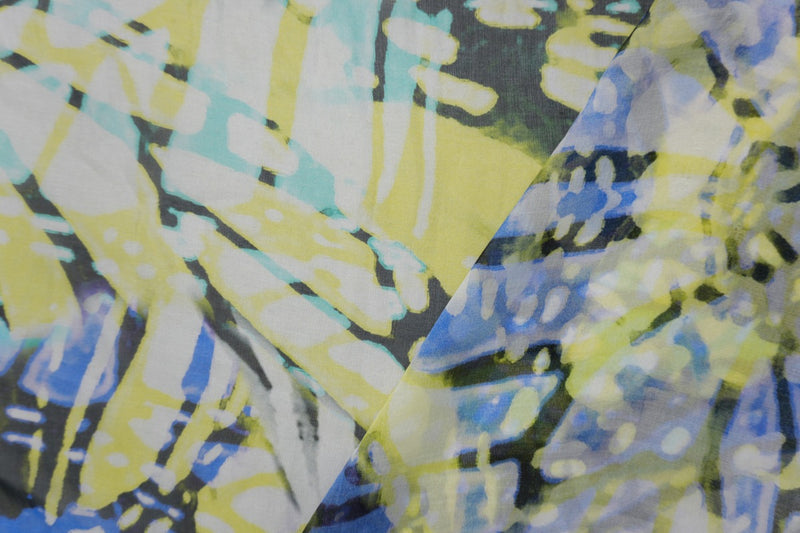 Yellow Abstract Printed Chiffon Woven Fabric