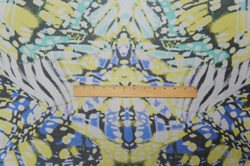 Yellow Abstract Printed Chiffon Woven Fabric