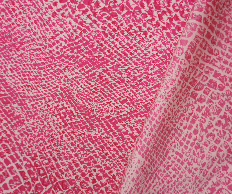Pink Silk Reptile Printed Stretch Charmeuse Woven Fabric