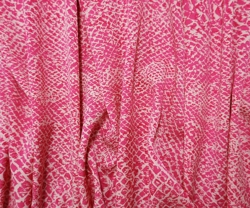Pink Silk Reptile Printed Stretch Charmeuse Woven Fabric