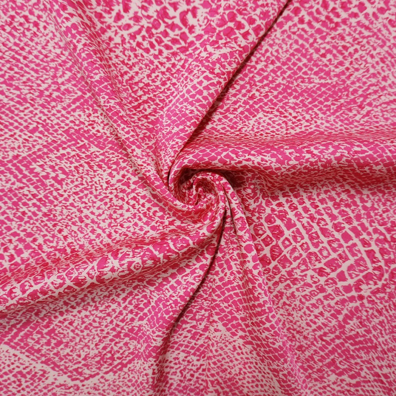 2 YD PC-Pink Silk Reptile Printed Stretch Charmeuse Fabric