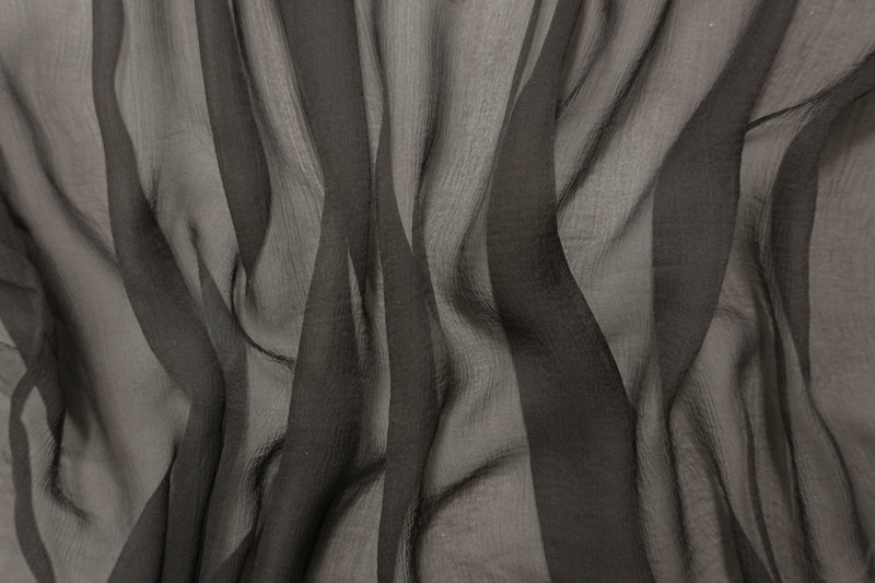 Black Silk Solid Crinkle Yoryu Chiffon Woven Fabric