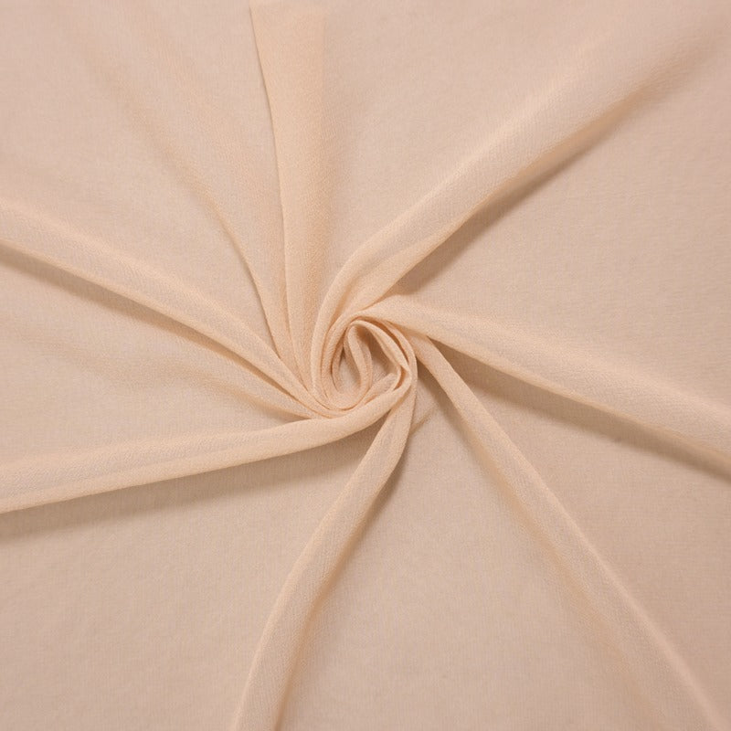 Beige Silk Solid Chiffon Woven Fabric