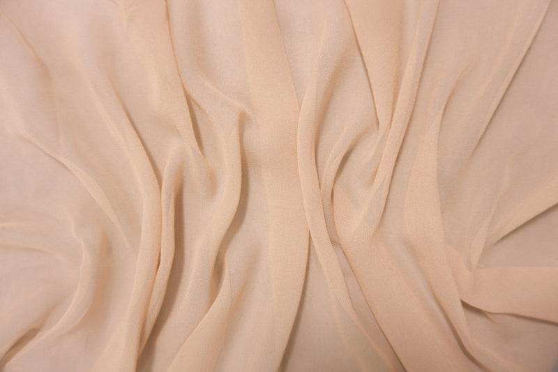 Beige Silk Solid Chiffon Woven Fabric