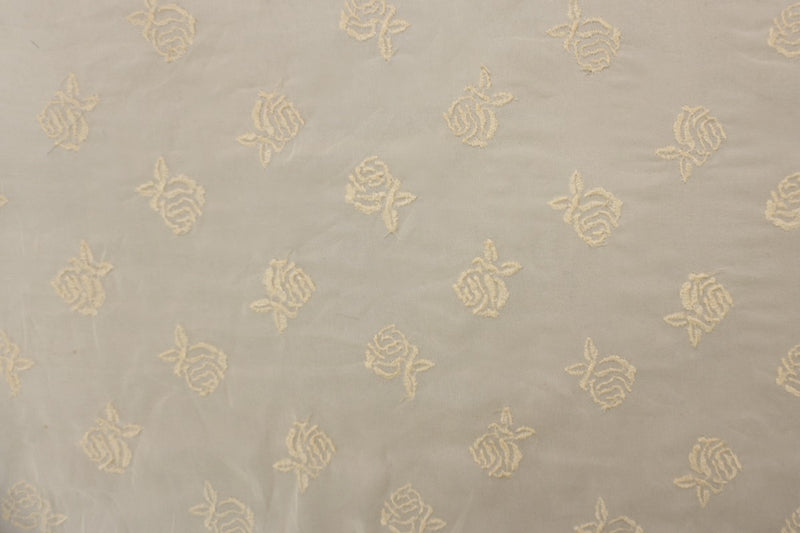 Beige Silk Floral Embroidered Chiffon Woven Fabric