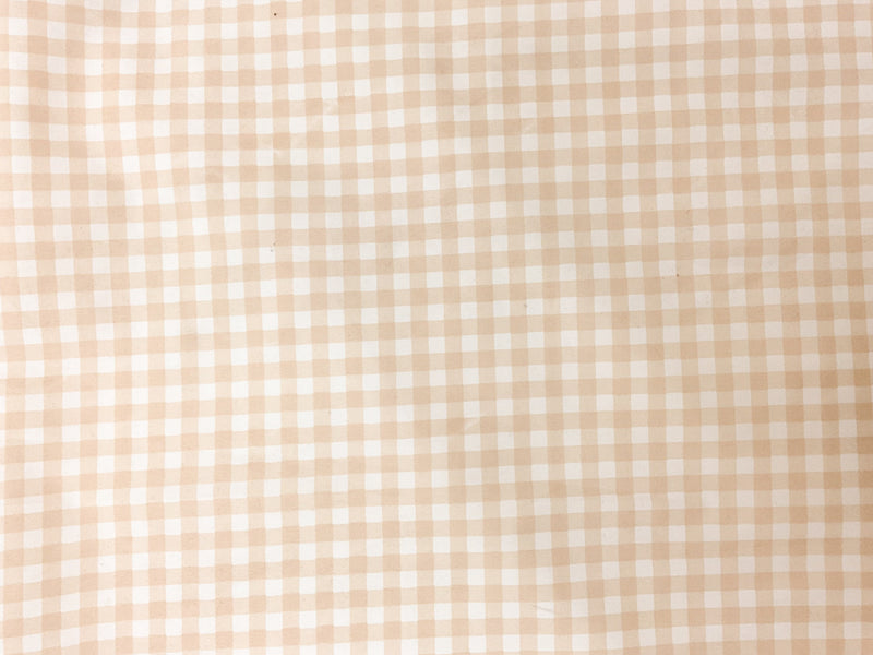 Beige-White Gingham Water Repellent Board Short Woven Fabric