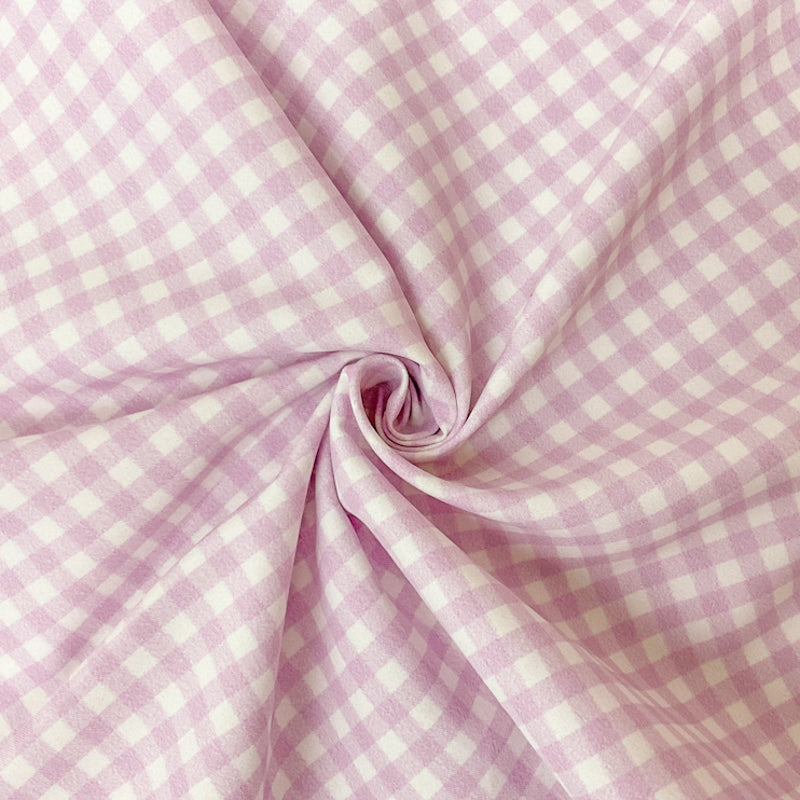 Purple Gingham Printed Board Short Woven Fabric