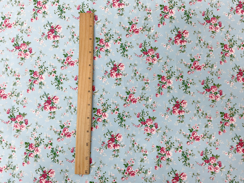 Blue-Multi Floral Printed Board Short Woven Fabric