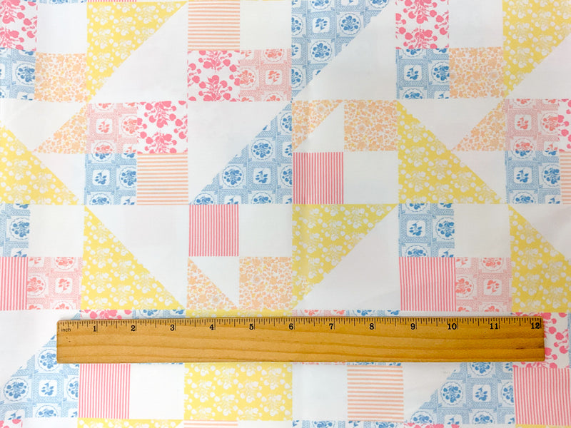 Yellow-Multi Patch Floral Printed Board Short Woven Fabric