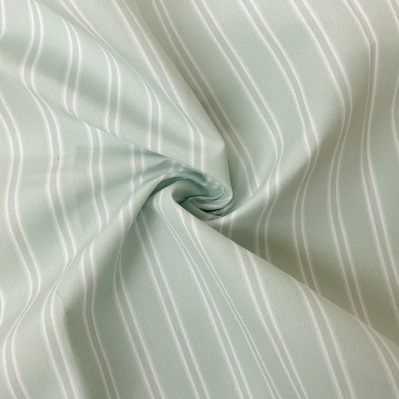 Green-White Stripe Printed Board Short Woven Fabric