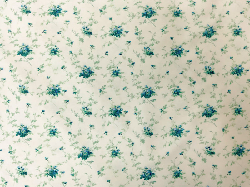 Ivory-Blue-Muilti Floral Printed Board Short Woven Fabric
