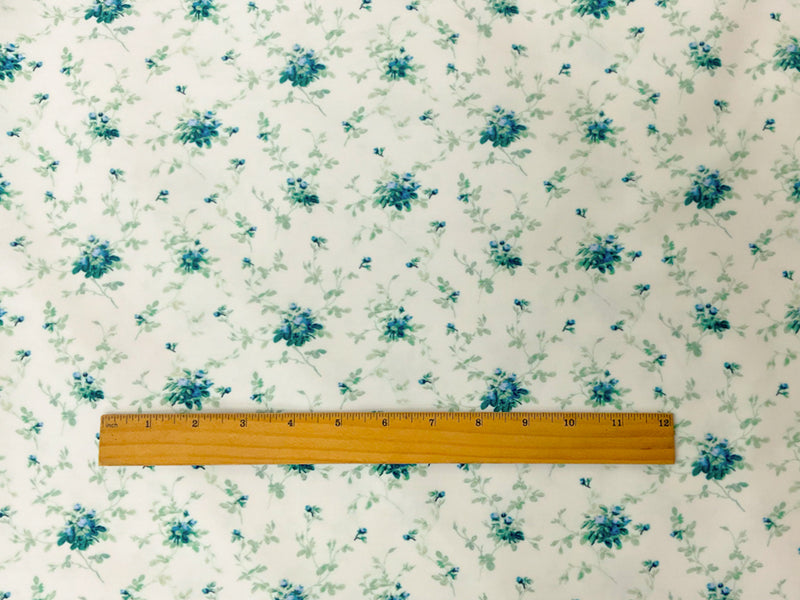 Ivory-Blue-Muilti Floral Printed Board Short Woven Fabric