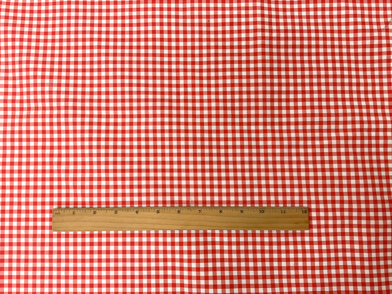Red-White Gingham Printed Water Repellent Board Short Woven Fabric