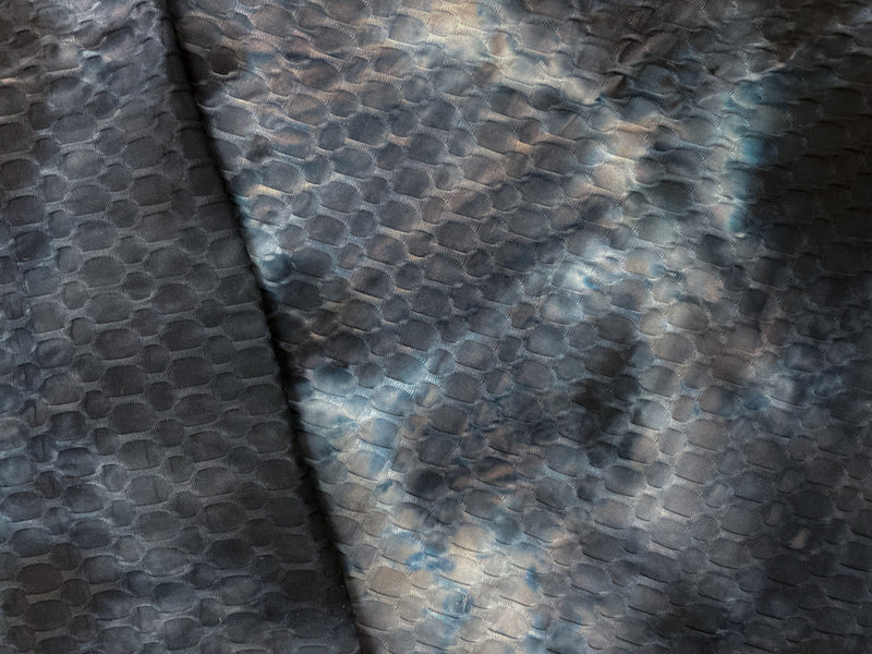 Black-Multi Poly Tie Dye 3D Honeycomb Jacquard Knit Fabric