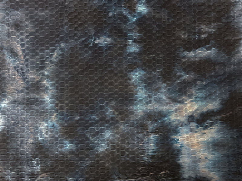Black-Multi Poly Tie Dye 3D Honeycomb Jacquard Knit Fabric