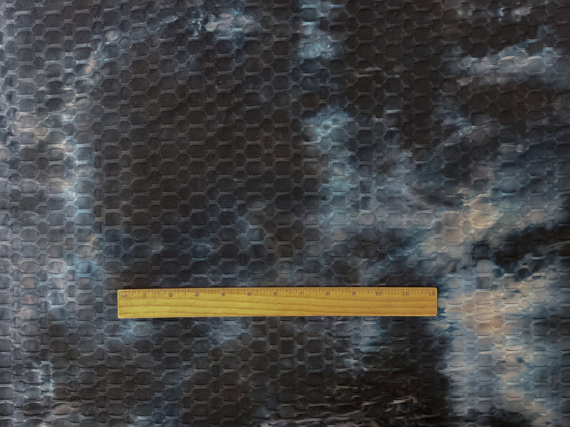 Black-Multi Poly Tie Dye 3D Honeycomb Jacquard Knit Fabric