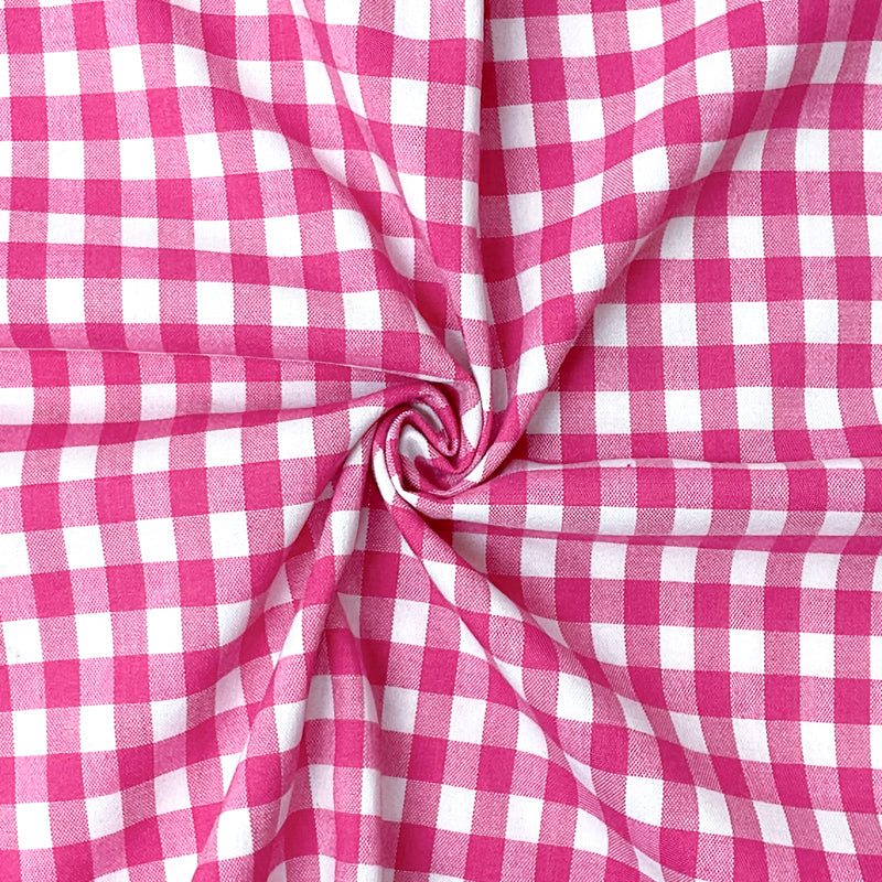 Pink-Multi Cotton Spandex Stretch Check Gingham Woven Fabric