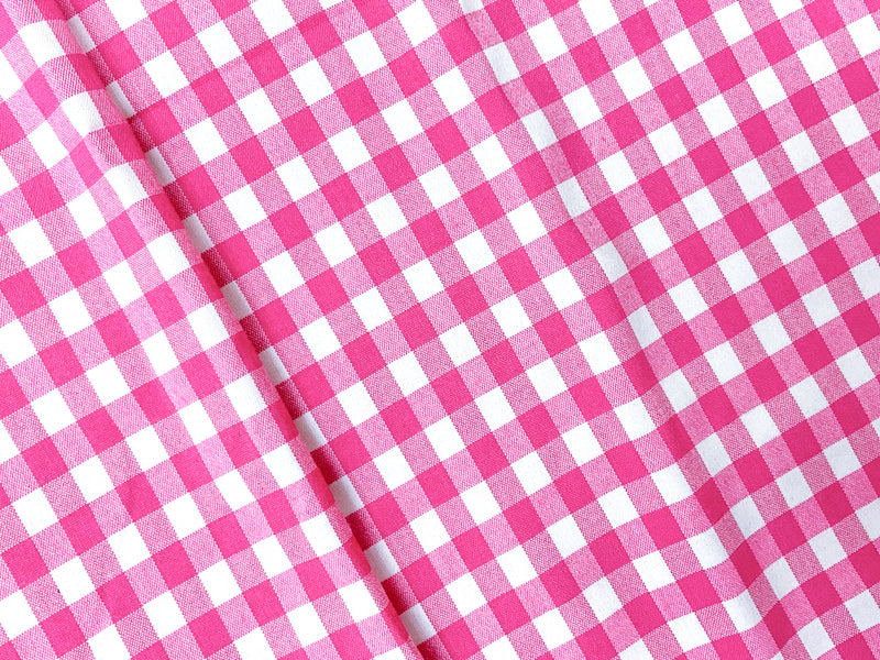 Pink-Multi Cotton Spandex Stretch Check Gingham Woven Fabric
