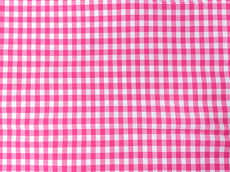 Pink-Multi Cotton Spandex Stretch Check Gingham Woven Fabric