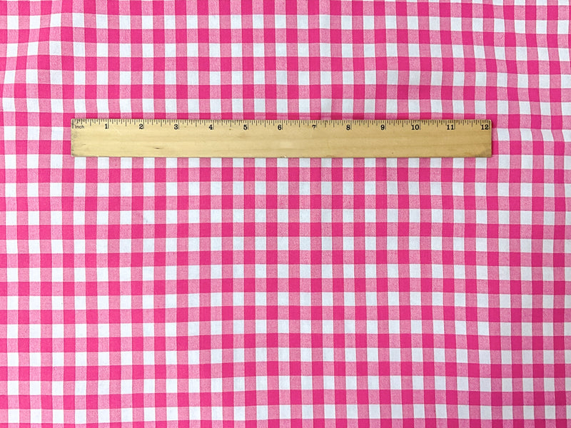 Pink-Multi Cotton Spandex Stretch Check Gingham Woven Fabric
