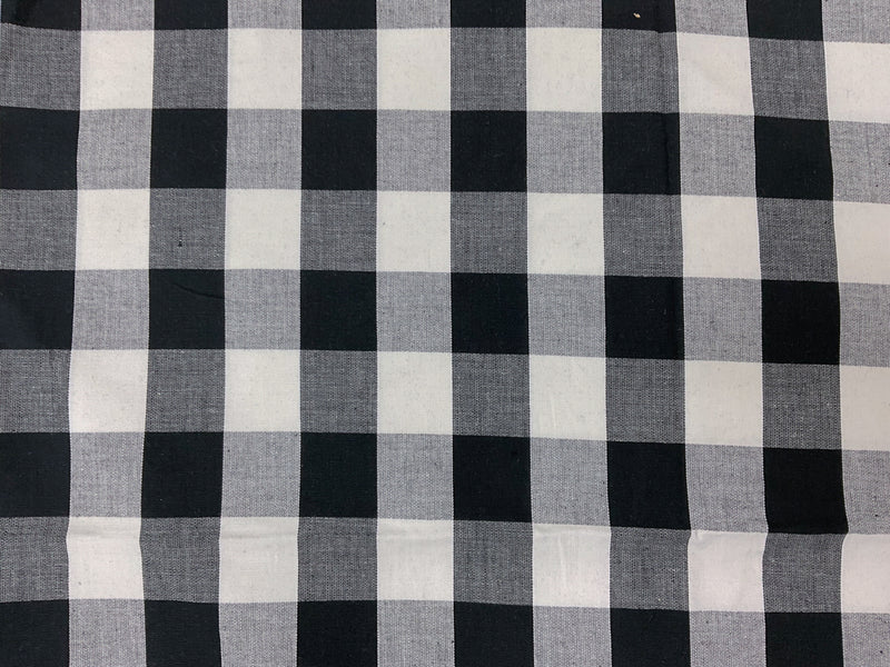 Black-White Cotton Spandex Stretch Check Gingham Woven Fabric