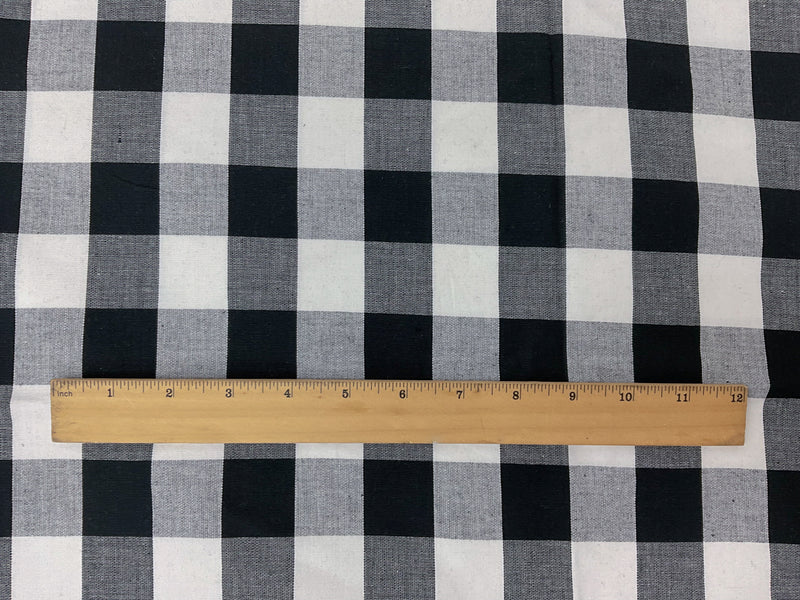 Black-White Cotton Spandex Stretch Check Gingham Woven Fabric