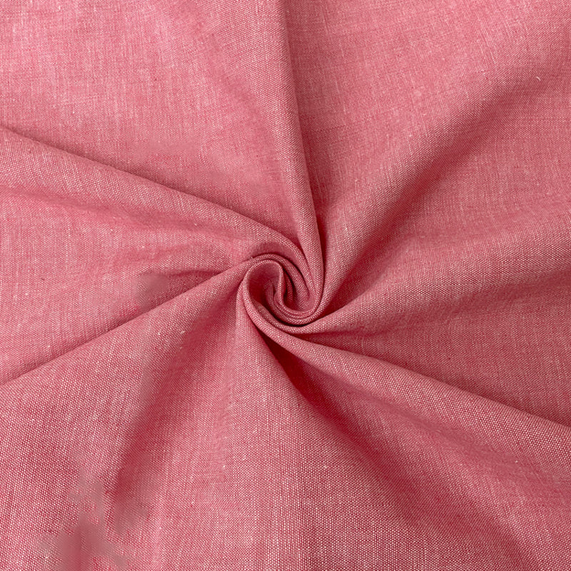 Pink Cotton Spandex Stretch Chambray Woven Fabric