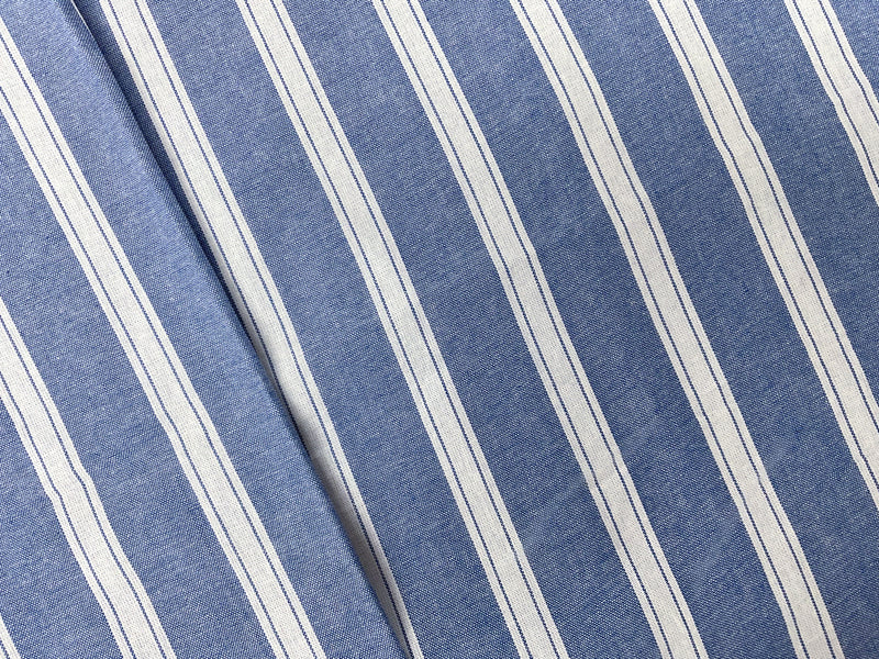 Blue-White Cotton Stripe Woven Fabric