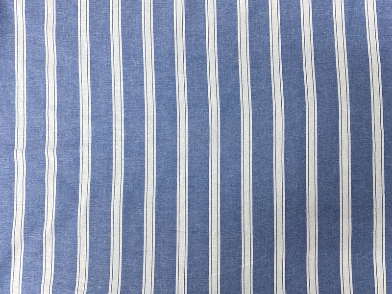 Blue-White Cotton Stripe Woven Fabric