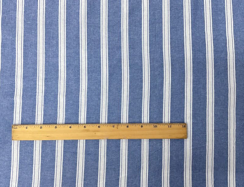 Blue-White Cotton Stripe Woven Fabric