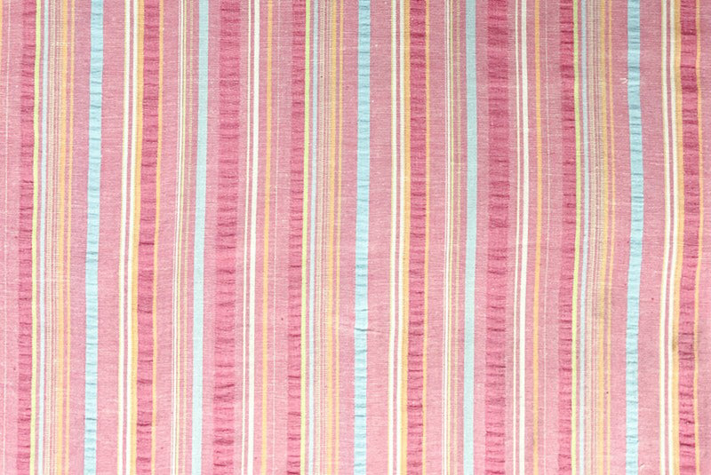 Pink-Multi Cotton Stretch Stripe Crinkled Woven Fabric