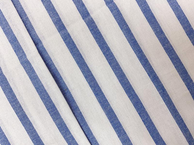 Blue-White Cotton Stripe Woven Fabric