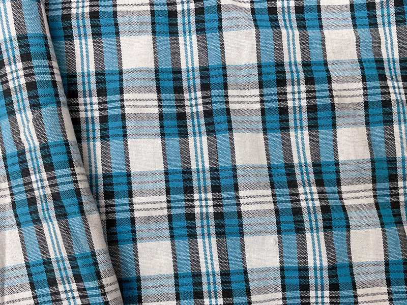 Blue-Multi Cotton Plaid Madras Woven Fabric