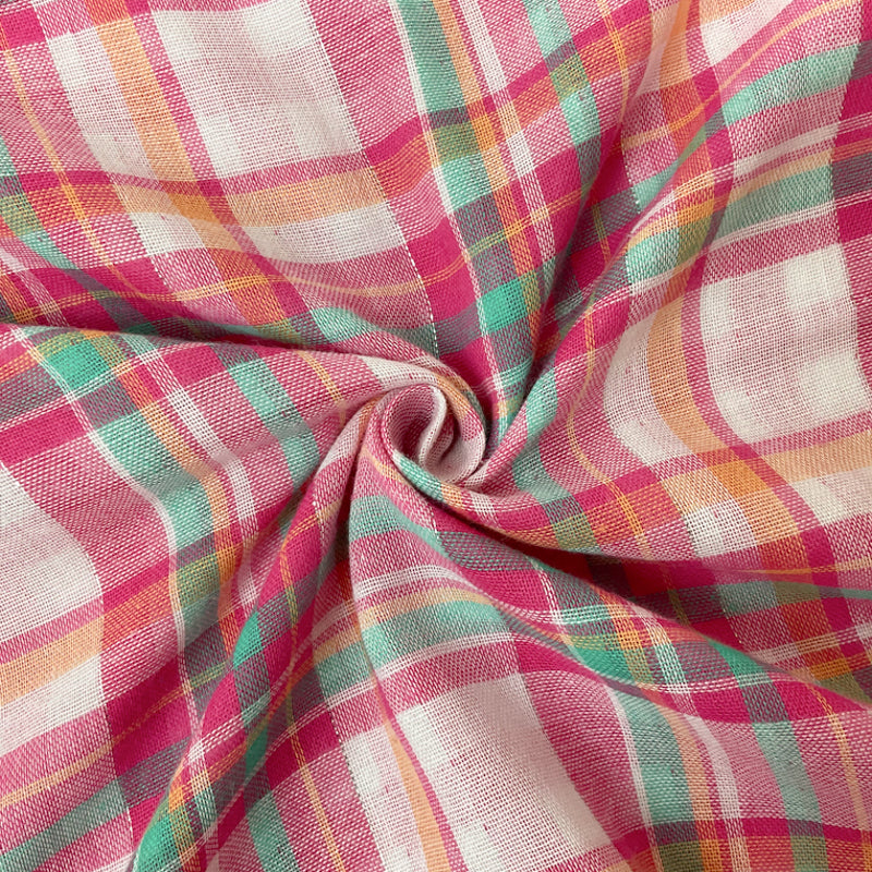 Pink Famous Maker Cotton Blend Plaid-Gingham Double Gauze Fabric