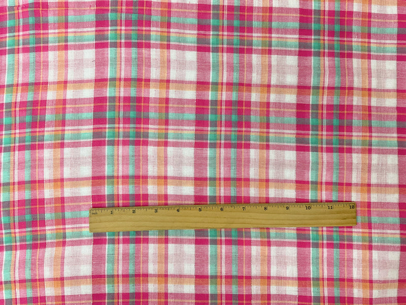 Pink Famous Maker Cotton Blend Plaid-Gingham Double Gauze Fabric