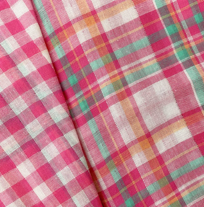 Pink Famous Maker Cotton Blend Plaid-Gingham Double Gauze Fabric