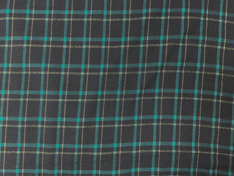 Black-Multi Cotton Spandex Plaid Twill Woven Fabric