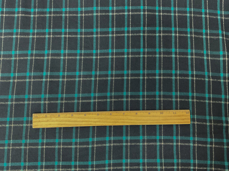 Black-Multi Cotton Spandex Plaid Twill Woven Fabric