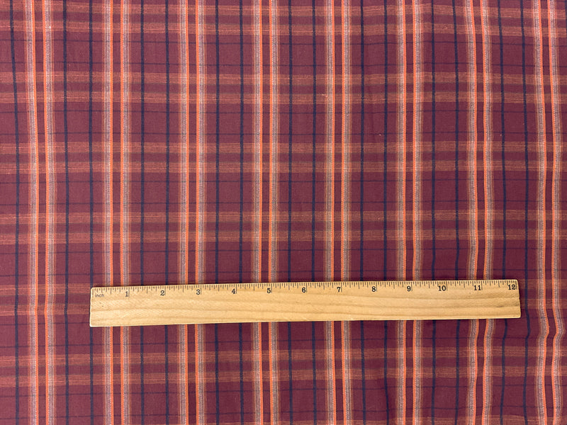 Red-Multi Cotton Spandex Plaid Madras Woven Fabric