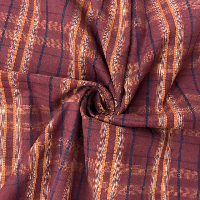 Red-Multi Cotton Spandex Plaid Madras Woven Fabric