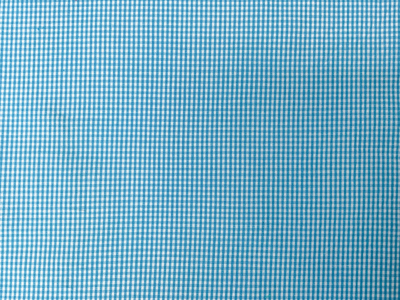 Blue-White Cotton Spandex Check Gingham Woven Fabric