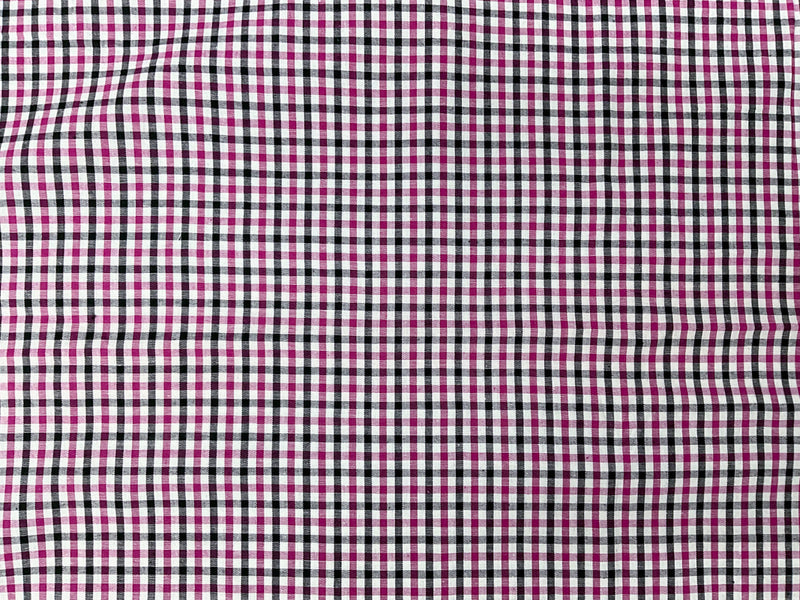 Pink-Black-Multi Cotton Spandex Check Gingham Woven Fabric