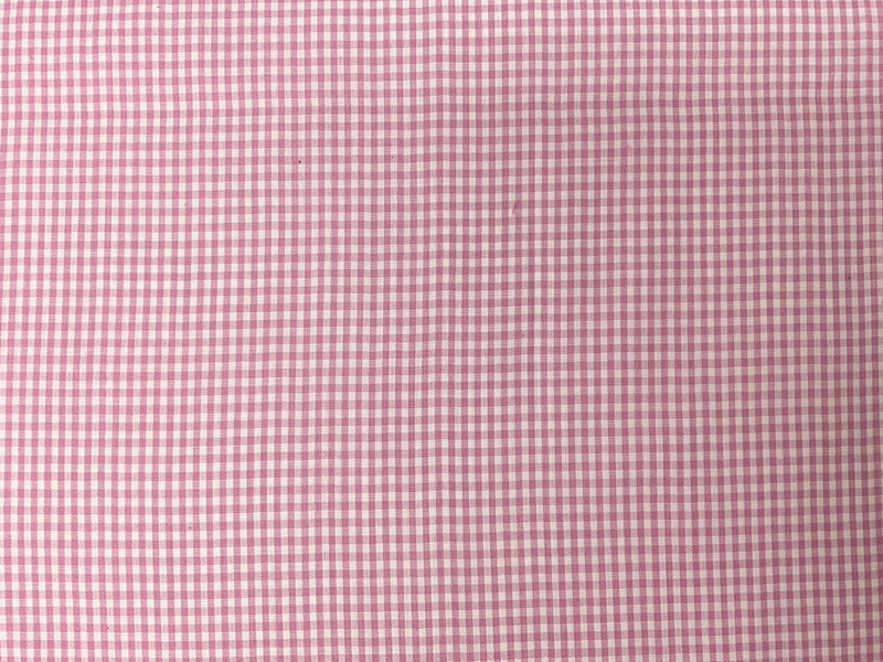 Pink-White Poly Cotton Check Gingham Woven Fabric