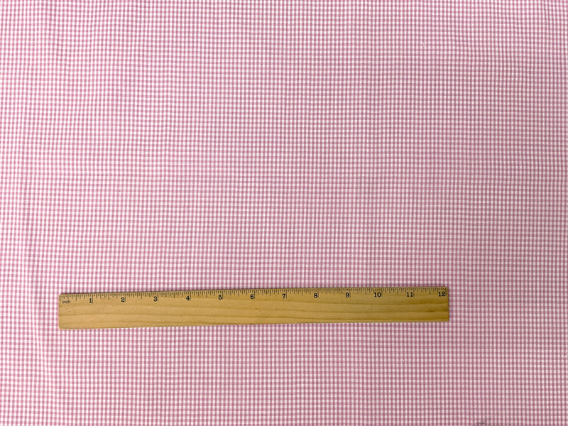 Pink-White Poly Cotton Check Gingham Woven Fabric