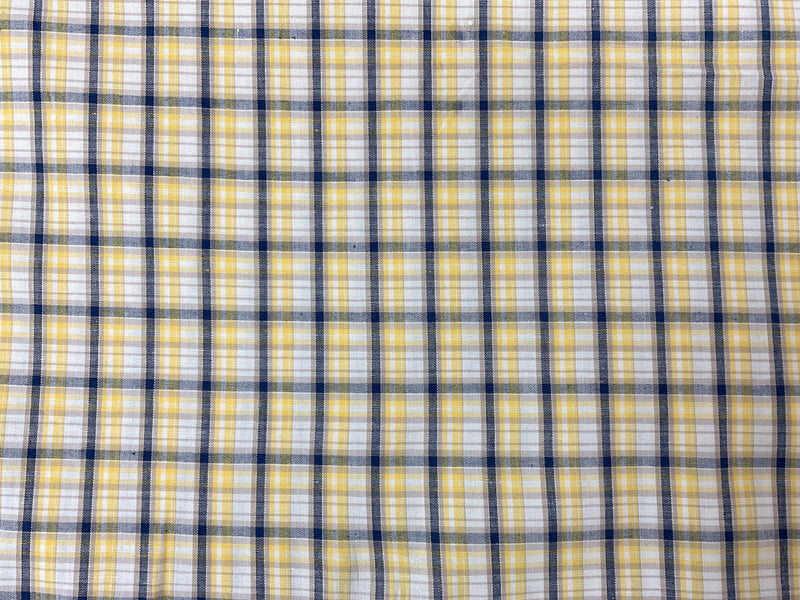 Yellow Cotton Spandex Plaid Madras Woven Fabric